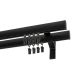 Doppelte Apartment-Gardinenstange in Schwarz, 480 cm, mit Gardinenclips – KOWALSKI