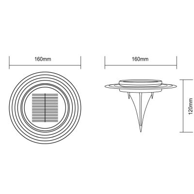 6. Solar-Scheibenlampe mit 28 LEDs zur Boden- oder Wandmontage