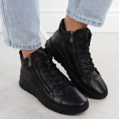 3. Rieker N1305-00 Damen-Stiefeletten aus Leder, wasserdicht, schwarz