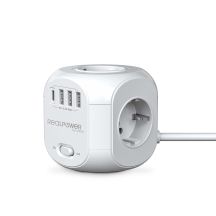 RealPower Steckdosenwürfel PowerBox 431 + 3xUSB-A / 1xUSB-C