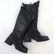 2. Damen-Lederstiefel im Offiziersstil mit Schnürung und Blockabsatz, schwarz, Vinceza 66804