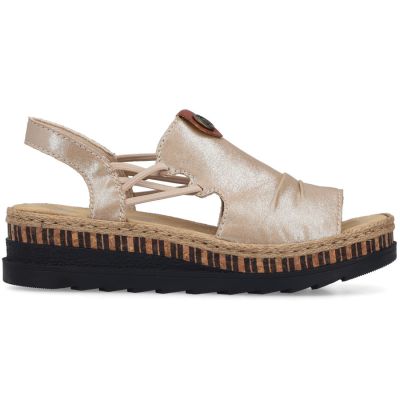 2. Rieker V7972-60 goldene Damen-Keilsandalen