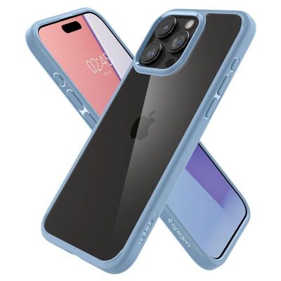 3. Spigen Crystal Hybrid-Hülle für iPhone 15 Pro Max – transparent und blau