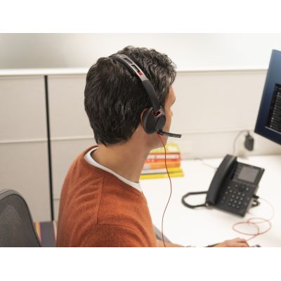 POLY Blackwire 5210 Einohr-USB-C-Headset + 3,5-mm-Klinkenstecker + USB-C/A-Adapter