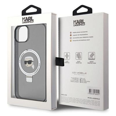 8. Karl Lagerfeld KLHMP15SHMRSKHK iPhone 15 6,1" schwarz/schwarz Hardcase Ring Stand Karl Head MagSafe