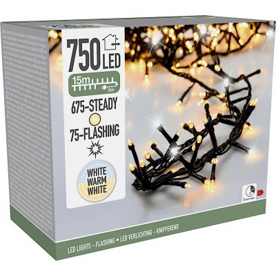 21. WEIHNACHTSLICHTER LICHTERKETTE 750 LED FLASH WARMWEISS