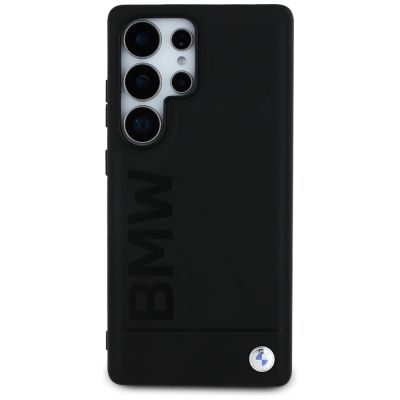 3. BMW Lederhülle mit großem Wortmark für Samsung Galaxy S25 Ultra, Schwarz
