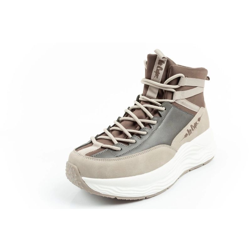 3. Lee Cooper Damen Sport-Sneaker, modisch, bequem, Overknee, beige