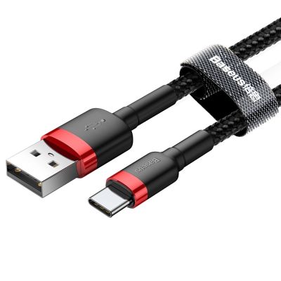 4. Baseus Cafule USB-A / USB-C QC 3.0 3A Kabel 1 m - Schwarz und Rot