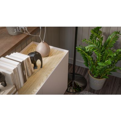 4. FELLINI Kommode 150x40x70 Kaschmir + geölte Eichenplatte