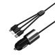 8. Dudao 3in1 USB Autoladegerät 3,4 A eingebautes Kabel Lightning / USB Typ C / Micro USB schwarz (R5ProN schwarz)