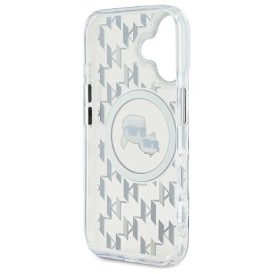 7. Karl Lagerfeld IML Monogram Karl & Choupette Head MagSafe-Hülle für iPhone 16 – transparent