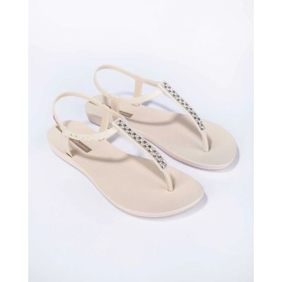 3. Ipanema Sandal Class Damen-Flip-Flop-Sandalen in Beige mit Strasssteinen
