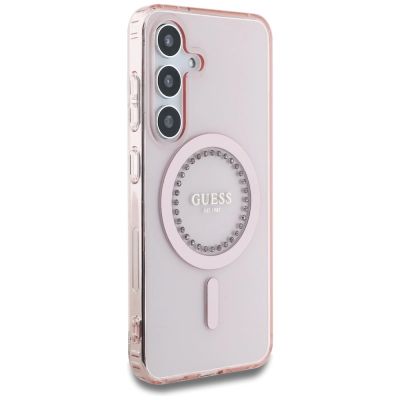 4. Guess Strass-bedruckte MagSafe-Hülle für Samsung Galaxy S25, Pink