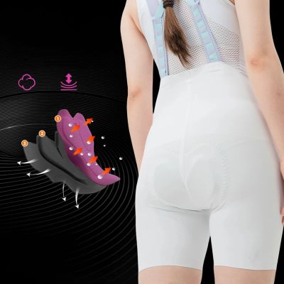 4. Rockbros YDDK017-1 TVI Damen-Radhose mit Trägern und Polsterung, Größe S – Weiß