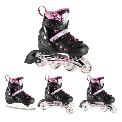 8. NH10905 4in1 PINK LED GRÖSSE S (31-34) ROLLERSCHUHE MIT DIMENSIONALEM HOCKEYBLATT NILS EXTREME