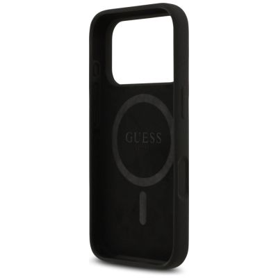 7. Guess Silikon Triangle Logo MagSafe Case für iPhone 17 Pro Max - Schwarz