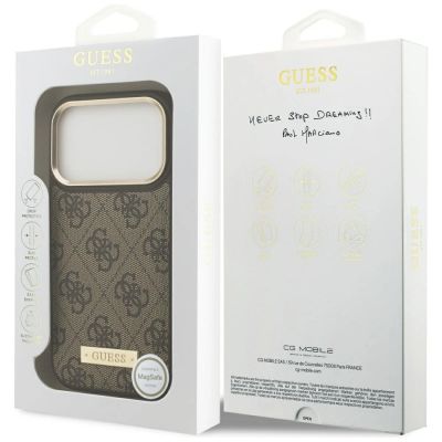 8. Guess 4G Logo Plate MagSafe Hülle für iPhone 17 Pro - braun