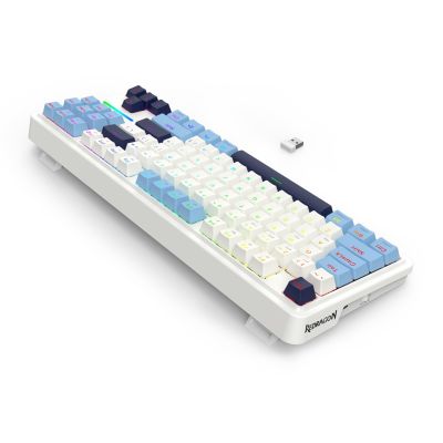 5. REDRAGON K728WBB-RGB-PRO Antonium Pro Tastatur USB + RF Wireless + Bluetooth Weiß, Blau