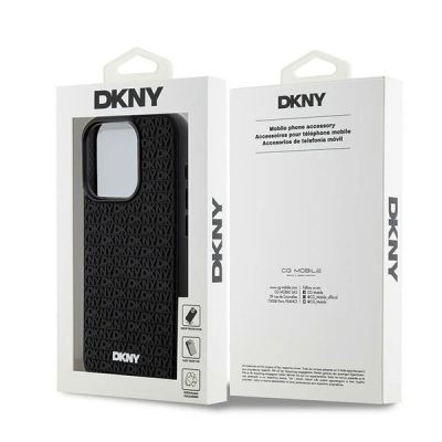 8. DKNY 3D Rubber Repeat Pattern Hülle für iPhone 15 Pro – Schwarz