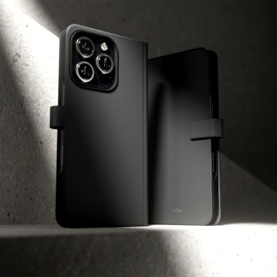 8. Puro Wallet Abnehmbare MagSafe 2in1 Öko-Lederhülle mit Klappe und Geldbörse für iPhone 16 Pro – Schwarz