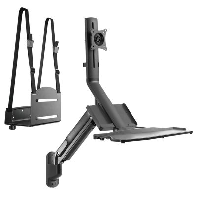 Maclean MC-838 Wandhalterung für Monitor und Tastatur mit Gasfeder und Computer-/CPU-Halterung, 17"–32", 9 kg