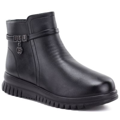 Bequeme Damen-Ankle-Boots mit Keilabsatz, schwarz, Potocki PT16397