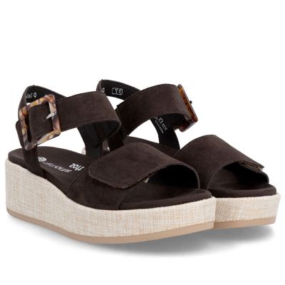 4. Braune Keilsandalen aus Leder für Damen, Remonte by Rieker D1N54-25
