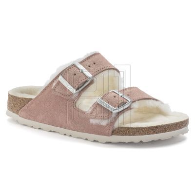 5. Birkenstock Arizona Suede Leather Shearling Pink Clay LAF Narrow Insulated Flip-Flops (1023258)