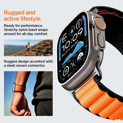 16. Spigen WBF1 Armband für Apple Watch 44 / 45 / 46 / 49 mm - Schwarz und Orange