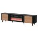 VOLARE TV-Schrank 200x39x49 schwarz/walnuss + Kamin