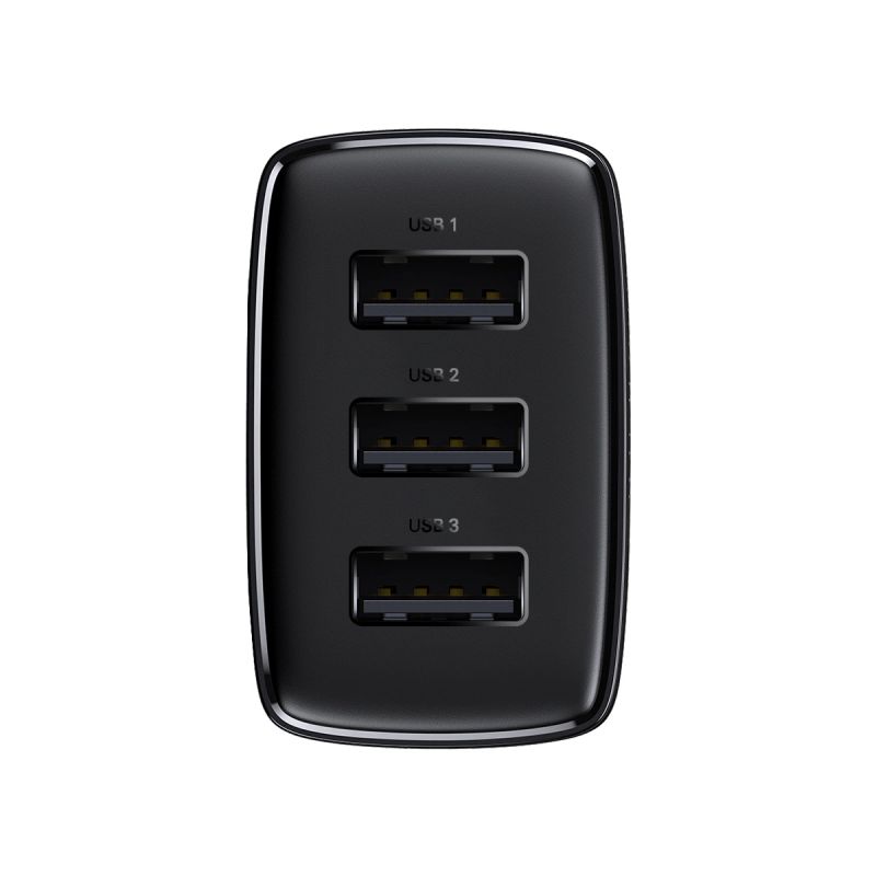 3. Baseus Compact Ladegerät 3x USB 17W schwarz (CCXJ020101)