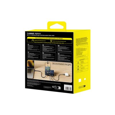 8. Baseus NOMOS 140W Qi2 5-in-1 Kabellose Ladestation mit einziehbarem USB-C-Kabel und Digitalanzeige – Schwarz