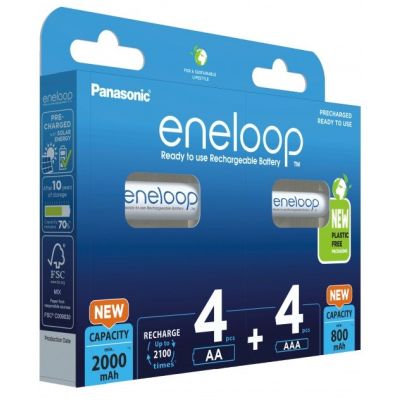 2. PANASONIC ENELOOP SET 4x AA 2000mAh + 4x AAA 800mAh