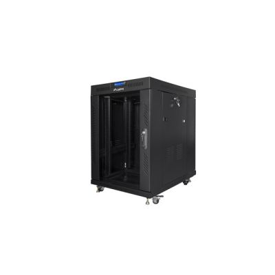 2. LANBERG Standschrank 19" 15U 600X800 Glastür LCD Schwarz FF01-6815-12BL (Flachverpackung)