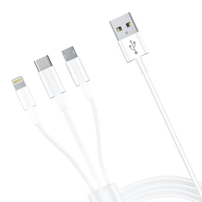 5. 3mk Kabel 3-in-1 USB-A - Micro-USB / Lightning / USB-C 1,2 m 20 V / 2,4 A 15 W - weiß