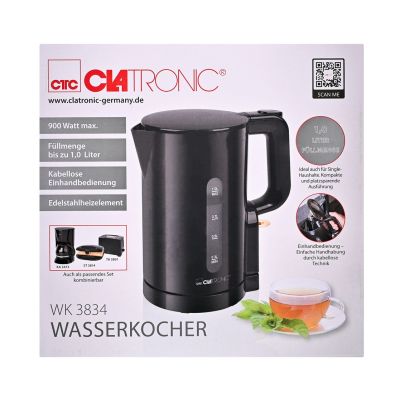 4. Elektrischer Wasserkocher 1L WK 3834 CLATRONIC schwarz