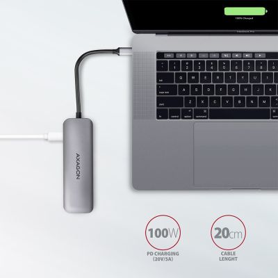 5. Axagon HMC-5 Dockingstation, kabelgebunden, USB 3.2 Gen 1 (3.1 Gen 1), Typ-C, Grau