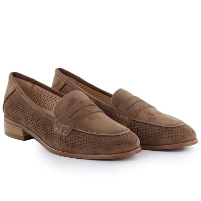 4. Wildleder-Loafer mit Lochmuster, braun, Potocki SZ12585