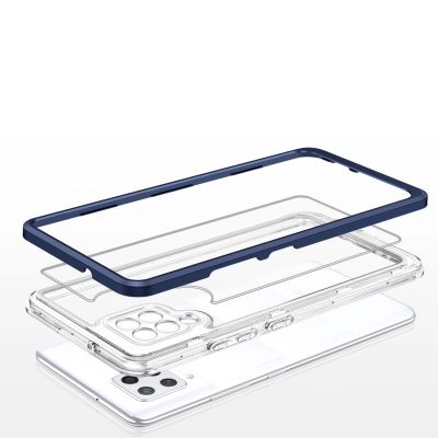 5. Klare 3in1 Hülle für Samsung Galaxy A42 5G Frame Gel Cover Blau