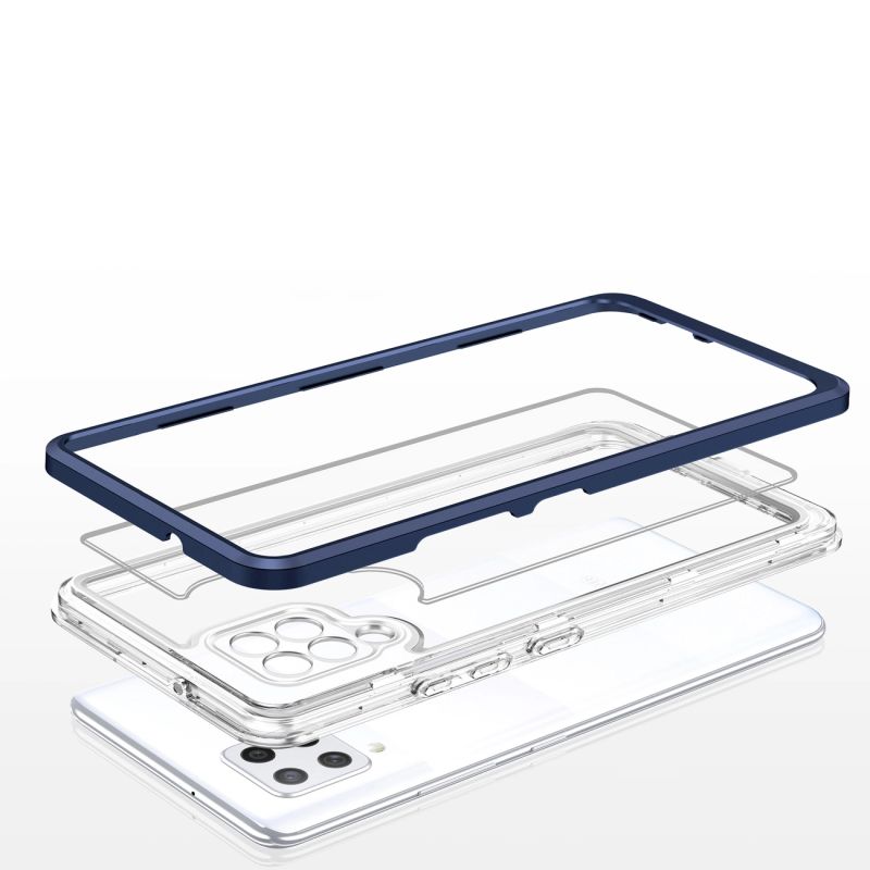 5. Klare 3in1 Hülle für Samsung Galaxy A42 5G Frame Gel Cover Blau