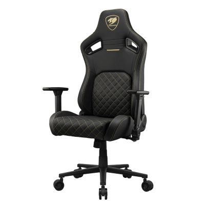5. COUGAR CGR-DFL-GLB Gaming-Stuhl, gepolsterter Sitz, Schwarz, Gold