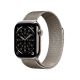 Apple Watch Series 11 (2025) Cell 42 mm Titangehäuse (Natur) mit Milanaise-Armband (Natur).