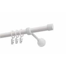 Einläufige Gardinenstange Ø 19 mm, weiß, 400 cm, LUNA, mit Ringen – KOWALSKI