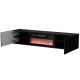 2. LARA TV-Schrank 183x35x37 schwarz matt + schwarzer Kamin