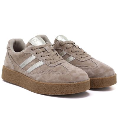8. Beigefarbene Plateau-Sneaker aus Leder für Damen, S.Barski LR62-7107