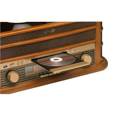 7. Retro-Plattenspieler Denver MCR-50MK3 – Holz Wood Dark (FM, CD, USB)
