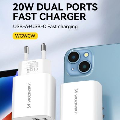 6. Wozinsky WGWCW USB-A USB-C 20W Wandladegerät - Weiß