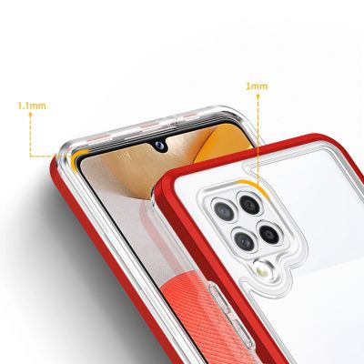 4. Klare 3in1 Hülle für Samsung Galaxy A42 5G Frame Gel Cover Rot