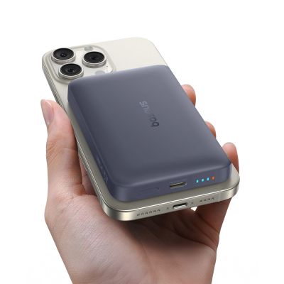 3. Baseus EnerFill FM11 10000mAh 22,5W MagSafe-kompatible Powerbank mit schwarzem Baseus Simple USB-C 20V/3A 30cm Kabel - Dunkelgrau